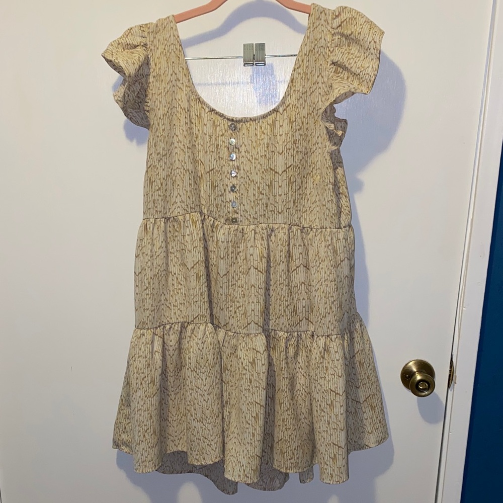 Entro Cream Patterned Mini Dress